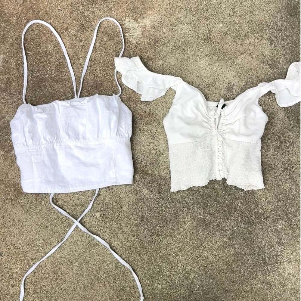 Boho Crop Tank Top Bundle Off The Shoulders / Lace up back.